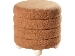 Outlet Beliani Pouf CHILLY Bouclé dorato Marrone