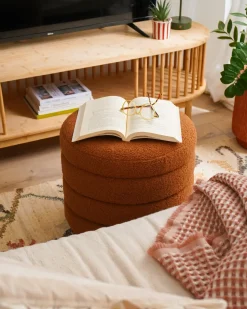 Outlet Beliani Pouf CHILLY Bouclé dorato Marrone