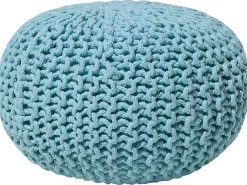 New Beliani Pouf CONRAD Cotone Azzurro Blu