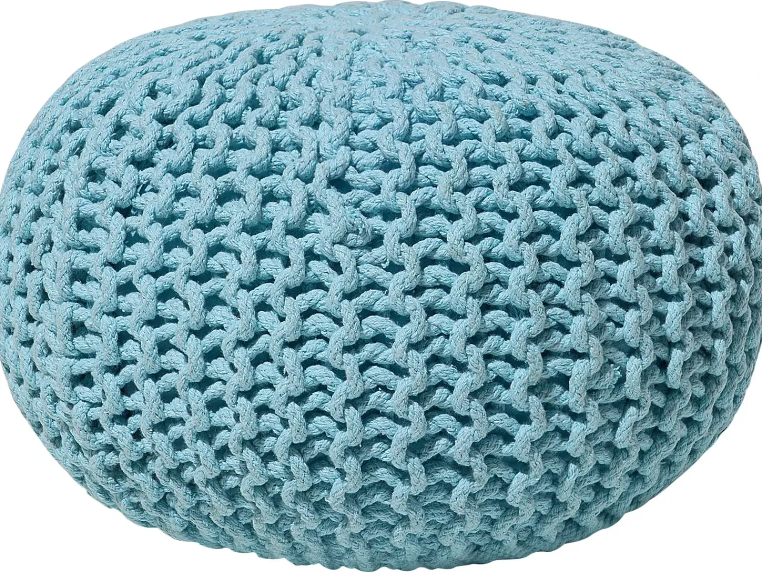 New Beliani Pouf CONRAD Cotone Azzurro Blu