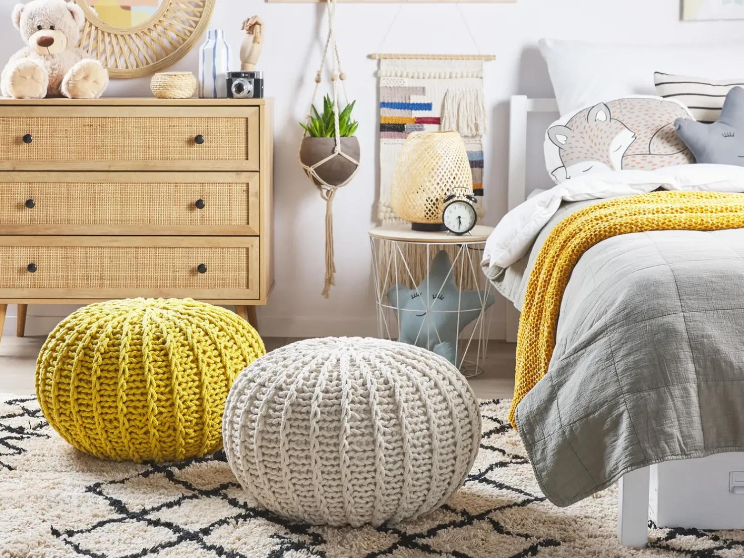 Online Beliani Pouf CONRAD Cotone Beige
