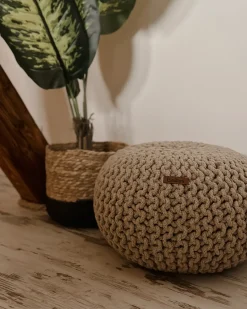 Best Beliani Pouf CONRAD Cotone chiaro Beige