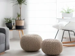 Best Beliani Pouf CONRAD Cotone chiaro Beige