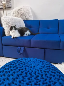 Best Beliani Pouf CONRAD Cotone marino Blu