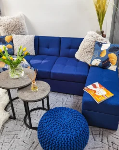 Best Beliani Pouf CONRAD Cotone marino Blu
