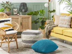 Beliani Pouf CONRAD Cotone oltremare Blu