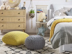 Discount Beliani Pouf CONRAD Cotone Giallo