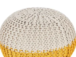 Outlet Beliani Pouf CONRAD Cotone Giallo Beige Giallo