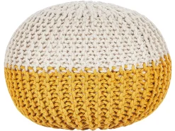Outlet Beliani Pouf CONRAD Cotone Giallo Beige Giallo