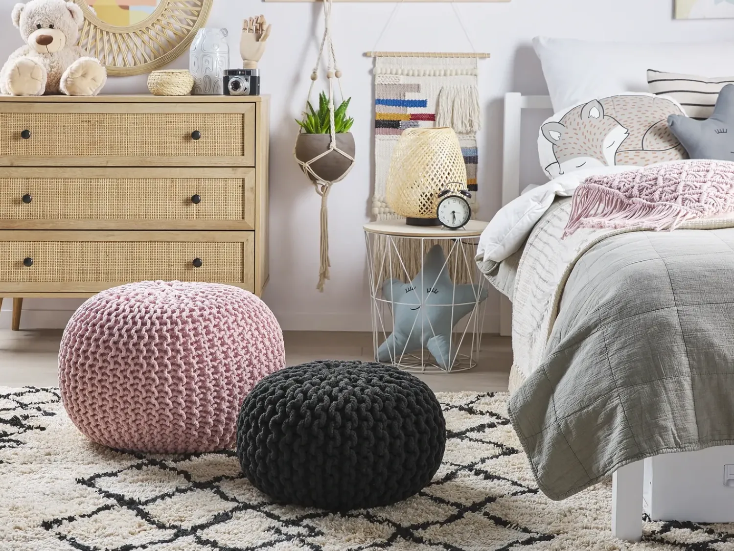 Online Beliani Pouf CONRAD Cotone Nero