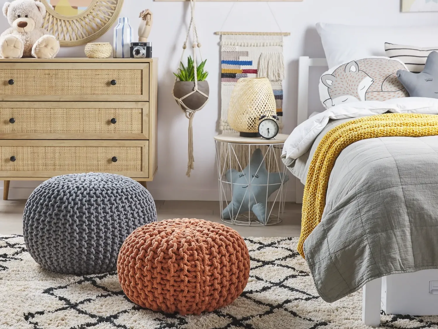 Sale Beliani Pouf CONRAD Cotone Rame Marrone