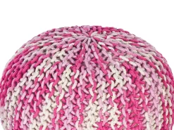 Discount Beliani Pouf CONRAD Cotone Rosa Bianco Rosa