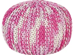 Discount Beliani Pouf CONRAD Cotone Rosa Bianco Rosa