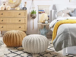 Clearance Beliani Pouf CONRAD Cotone Senape Giallo