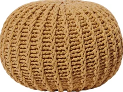 Clearance Beliani Pouf CONRAD Cotone Senape Giallo