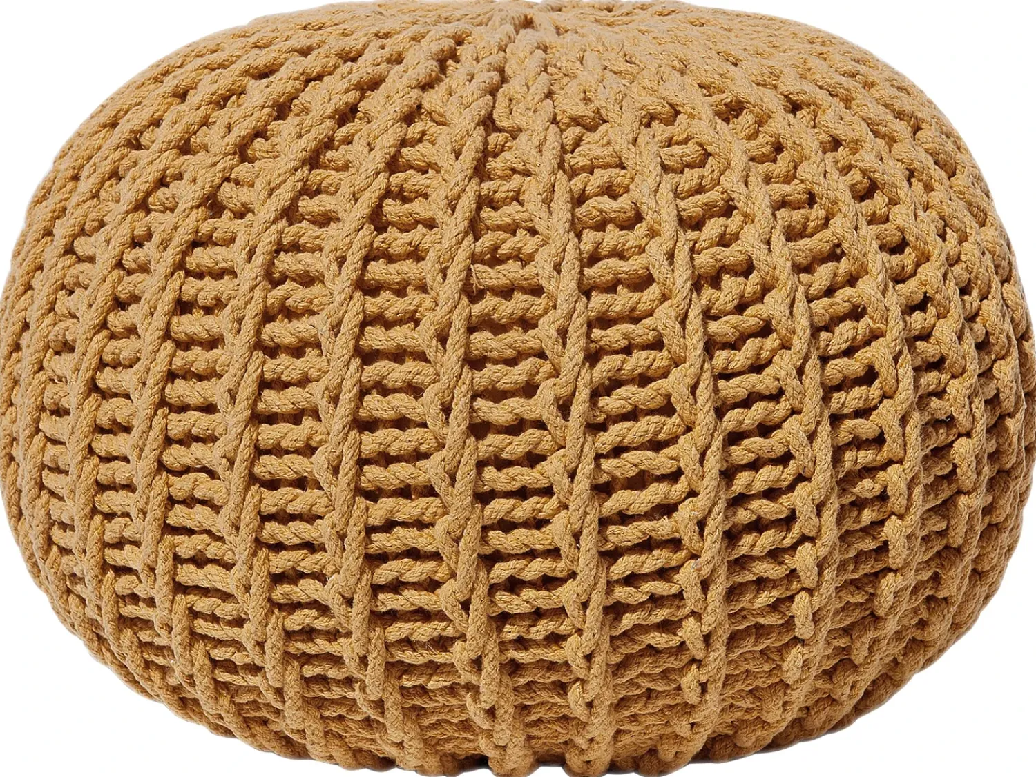 Clearance Beliani Pouf CONRAD Cotone Senape Giallo
