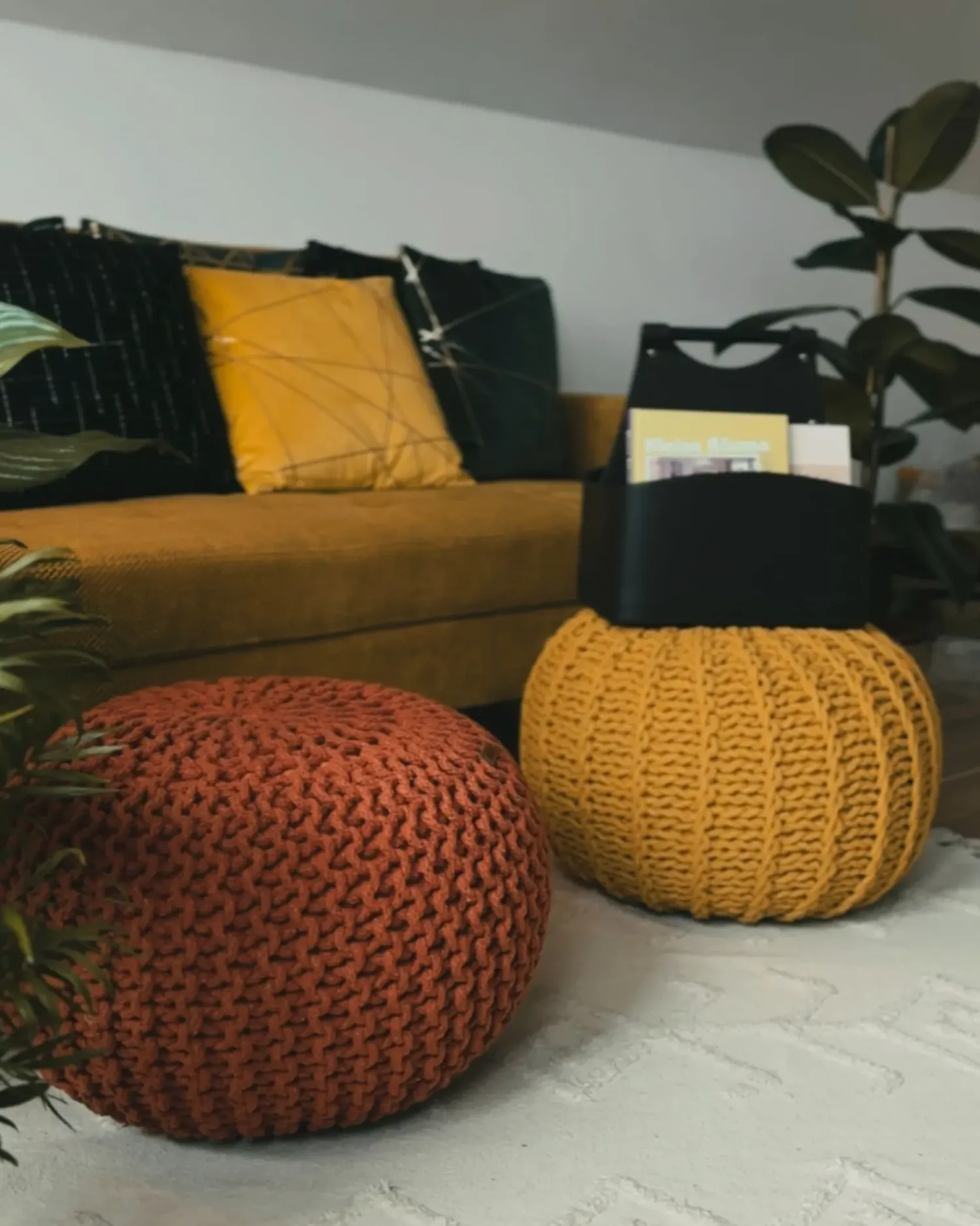 Clearance Beliani Pouf CONRAD Cotone Senape Giallo