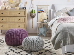 Hot Beliani Pouf CONRAD Cotone Viola
