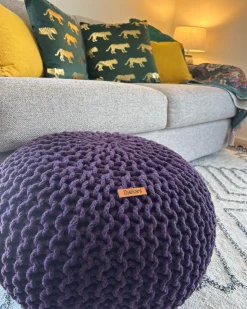 Hot Beliani Pouf CONRAD Cotone Viola