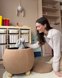 Discount Beliani Pouf contenitore ANNABELLA Bouclé chiaro Marrone