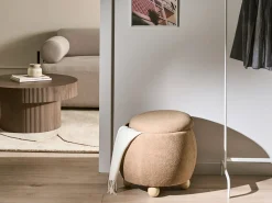 Discount Beliani Pouf contenitore ANNABELLA Bouclé chiaro Marrone