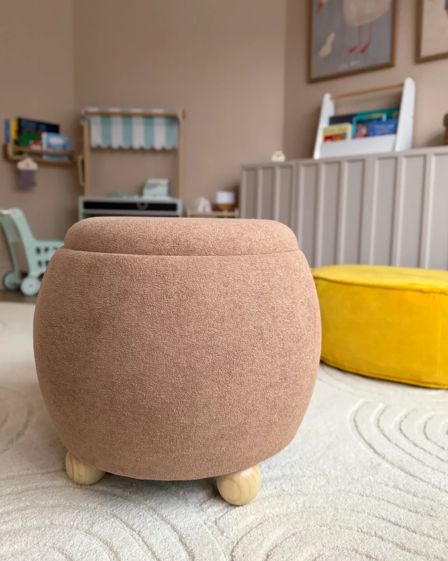 Discount Beliani Pouf contenitore ANNABELLA Bouclé chiaro Marrone