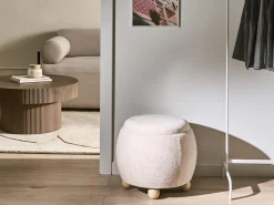 Clearance Beliani Pouf contenitore ANNABELLA Bouclé chiaro Beige