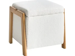 New Beliani EDLAND Bouclé 45 cm 43 cm Bianco Bianco Marrone