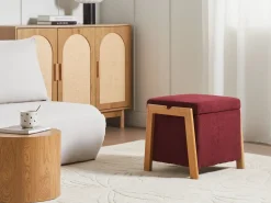 Best Beliani EDLAND Tessuto 45 cm 43 cm Bordeaux Rosso Marrone