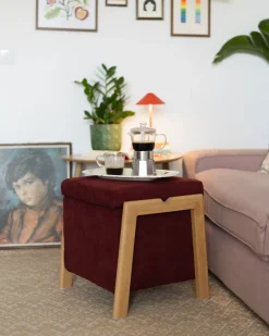 Best Beliani EDLAND Tessuto 45 cm 43 cm Bordeaux Rosso Marrone