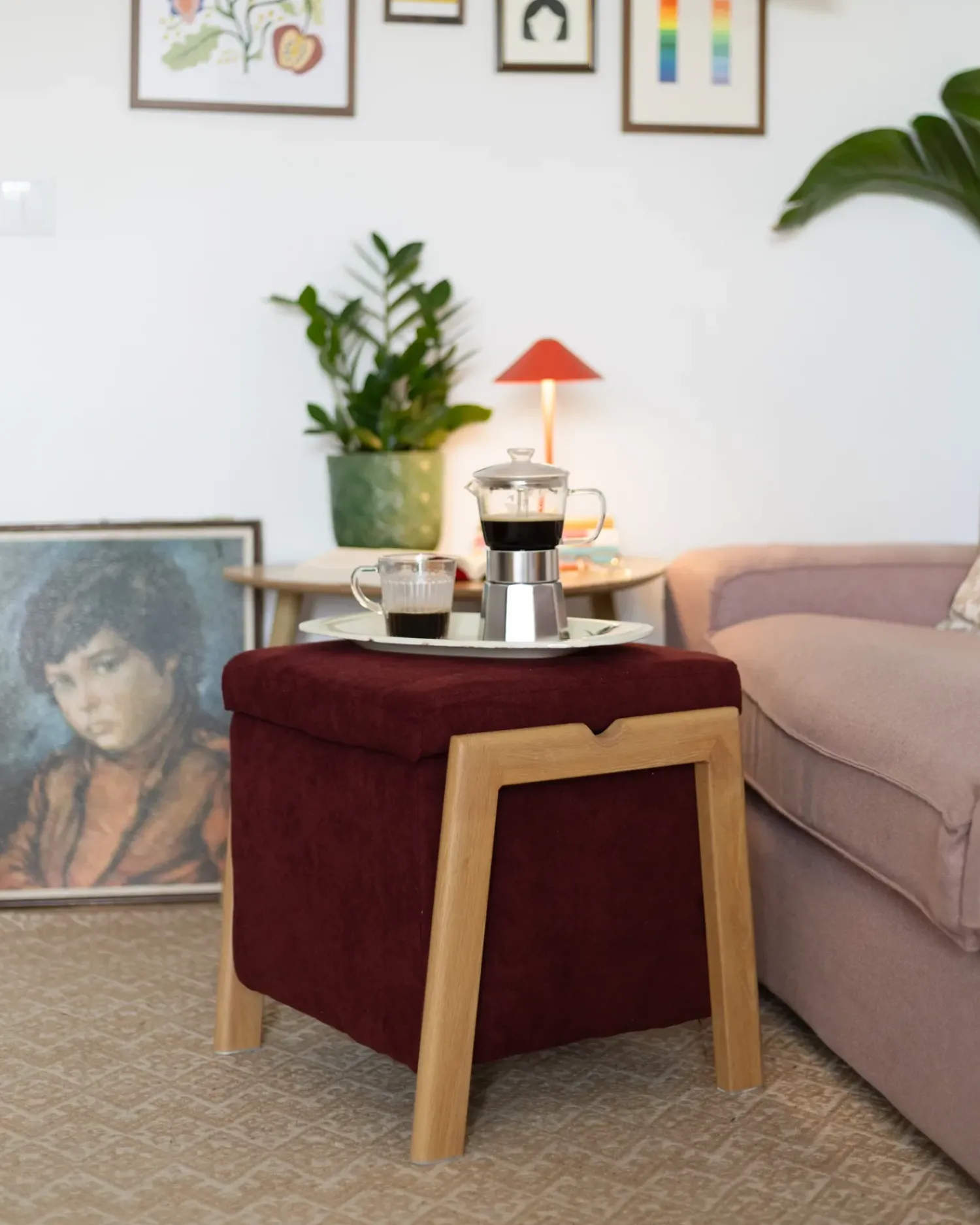 Best Beliani EDLAND Tessuto 45 cm 43 cm Bordeaux Rosso Marrone