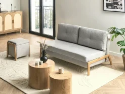 Clearance Beliani EDLAND Tessuto 45 cm 43 cm Grigio chiaro Grigio Marrone