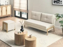 New Beliani EDLAND Tessuto 45 cm 43 cm Beige chiaro Beige Marrone
