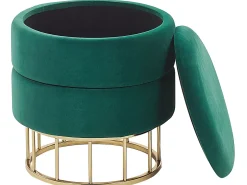 Best Beliani Pouf contenitore ELGIN Velluto Verde scuro Oro Verde