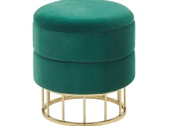 Best Beliani Pouf contenitore ELGIN Velluto Verde scuro Oro Verde