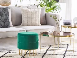 Best Beliani Pouf contenitore ELGIN Velluto Verde scuro Oro Verde