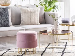 Outlet Beliani Pouf contenitore ELGIN Velluto Rosa Rosa Oro