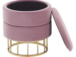 Outlet Beliani Pouf contenitore ELGIN Velluto Rosa Rosa Oro