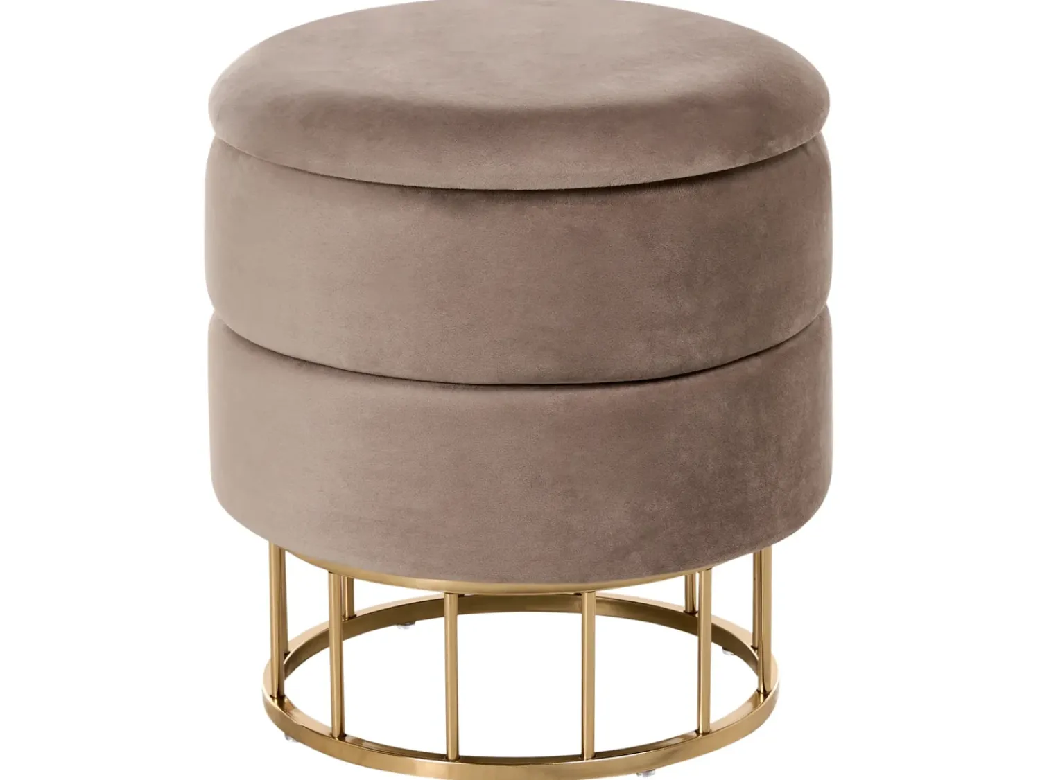Discount Beliani Pouf contenitore ELGIN Velluto Tortora Beige Oro