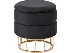 Outlet Beliani Pouf contenitore ELGIN Velluto Nero Nero Oro