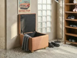 Outlet Beliani Pouf contenitore FERNDALE Tessuto dorato Marrone