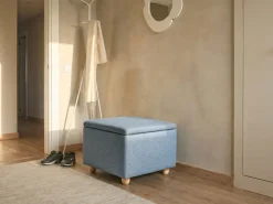 Sale Beliani Pouf contenitore FERNDALE Tessuto Blu Blu Marrone