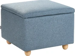 Sale Beliani Pouf contenitore FERNDALE Tessuto Blu Blu Marrone