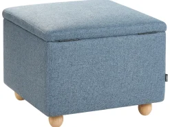 Sale Beliani Pouf contenitore FERNDALE Tessuto Blu Blu Marrone