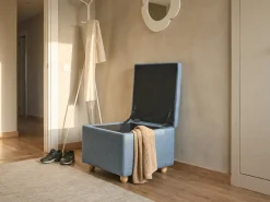Sale Beliani Pouf contenitore FERNDALE Tessuto Blu Blu Marrone