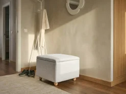 New Beliani Pouf contenitore FERNDALE Tessuto Grigio chiaro Grigio Marrone