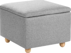 New Beliani Pouf contenitore FERNDALE Tessuto Grigio chiaro Grigio Marrone
