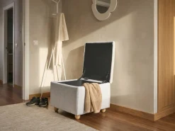 New Beliani Pouf contenitore FERNDALE Tessuto Grigio chiaro Grigio Marrone