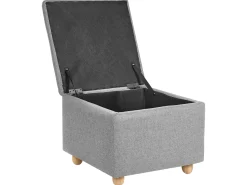 New Beliani Pouf contenitore FERNDALE Tessuto Grigio chiaro Grigio Marrone