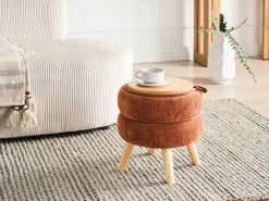 New Beliani Pouf contenitore HAWLEY Ciniglia dorato Marrone